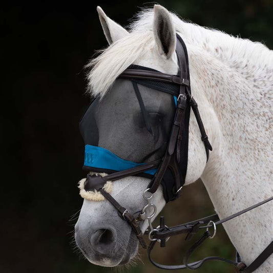 Woof Wear Ride On Fly Mask  - Black & Turquoise