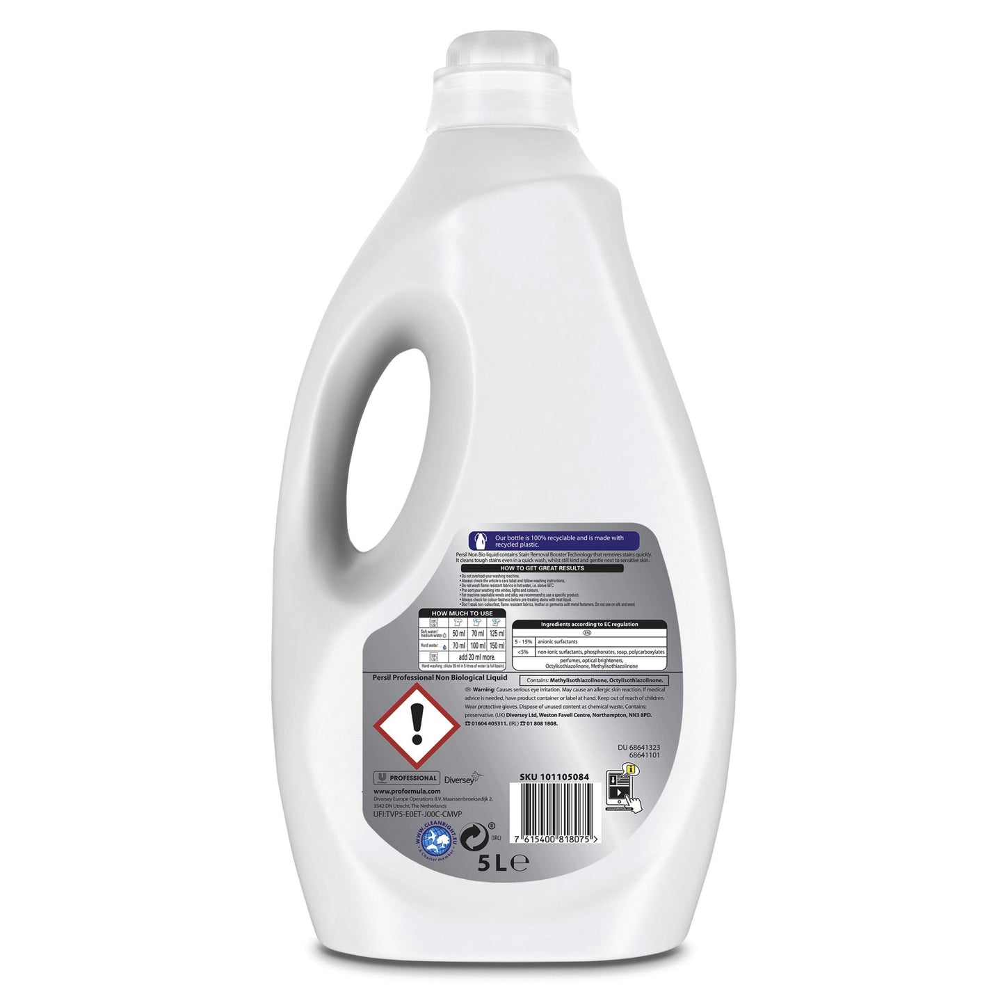 Diversey Persil Pro Formula Non Biological Liquid 5L - Non Biological Fabric Wash Detergent