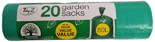 Tidyz Industrial Garden Sacks - Approximately 50L Capacity - Roll of 20