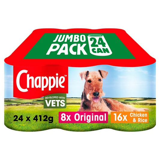CHAPPIE® Wet Adult Dog Food Original & Chicken and Rice in Loaf  - 24 x 412g