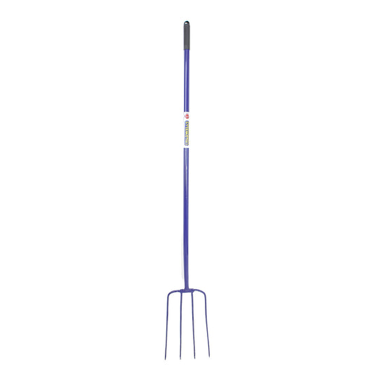 Caldwells Muck Fork Long Handle Tubular Steel - 4 Prong 48 inch - Blue