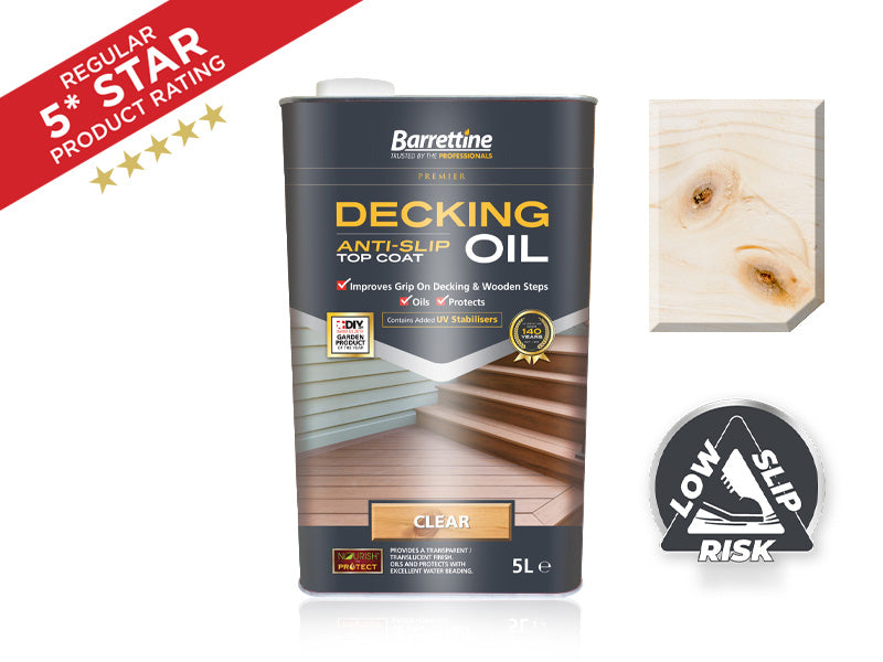 Barrettine Premium Anti-Slip Top Coat Decking Oil 5L Clear