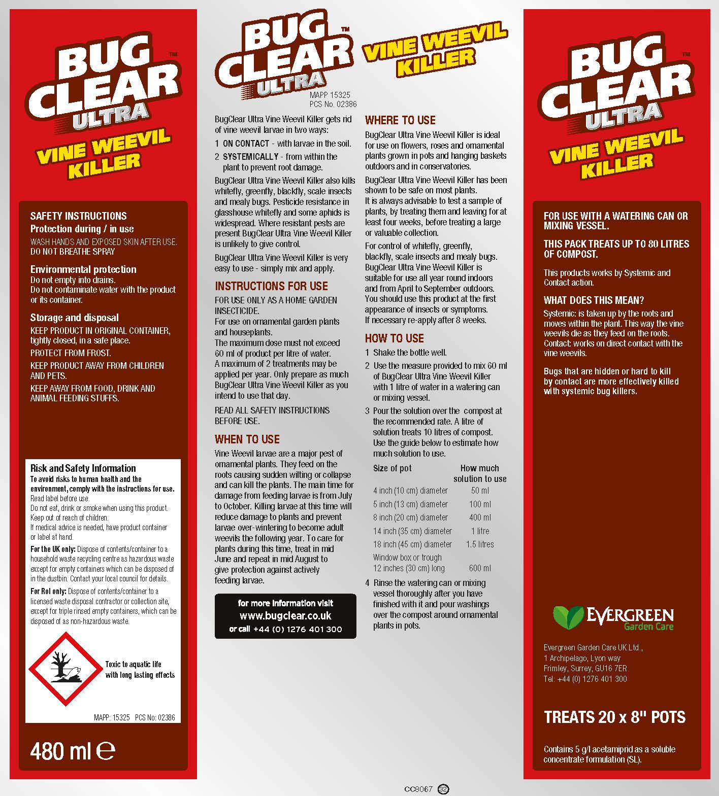 Evergreen Garden Care BugClear™ Ultra Vine Weevil Killer Concentrated 480ml