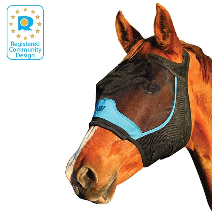 Woof Wear UV Fly Mask Without Ears - Black & Turquoise