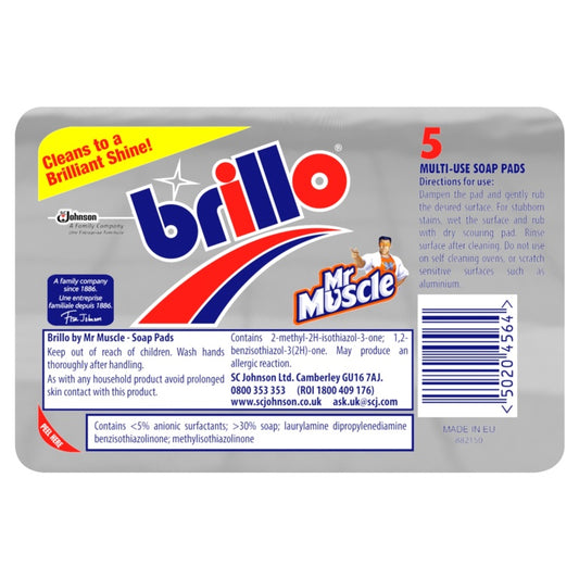 Mr Muscle Brillo Multi-Use Soap Pads - 5 Pack