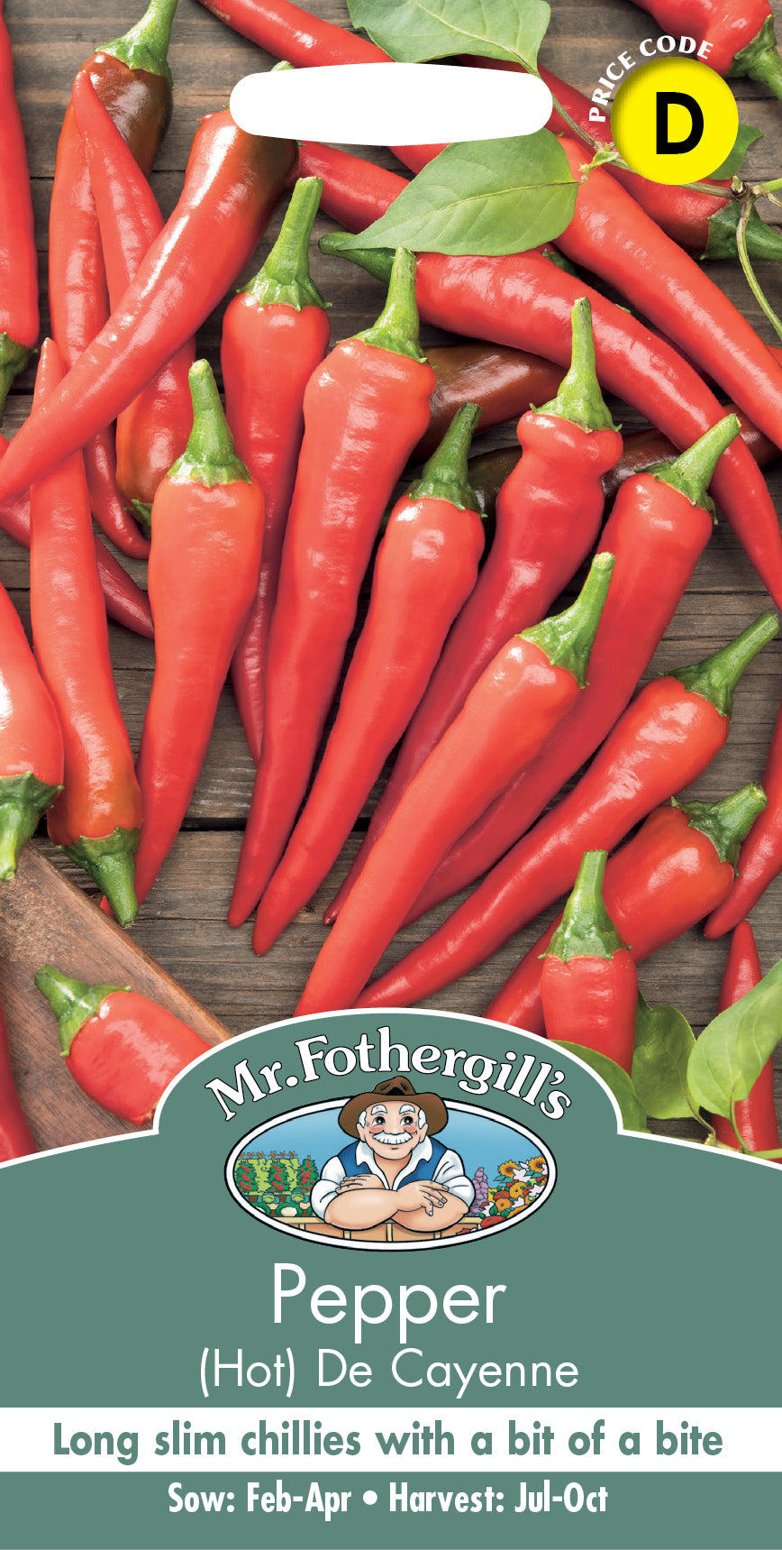 Mr Fothergill's Vegetable Seeds Pepper Hot De Cayenne - 60 Seeds