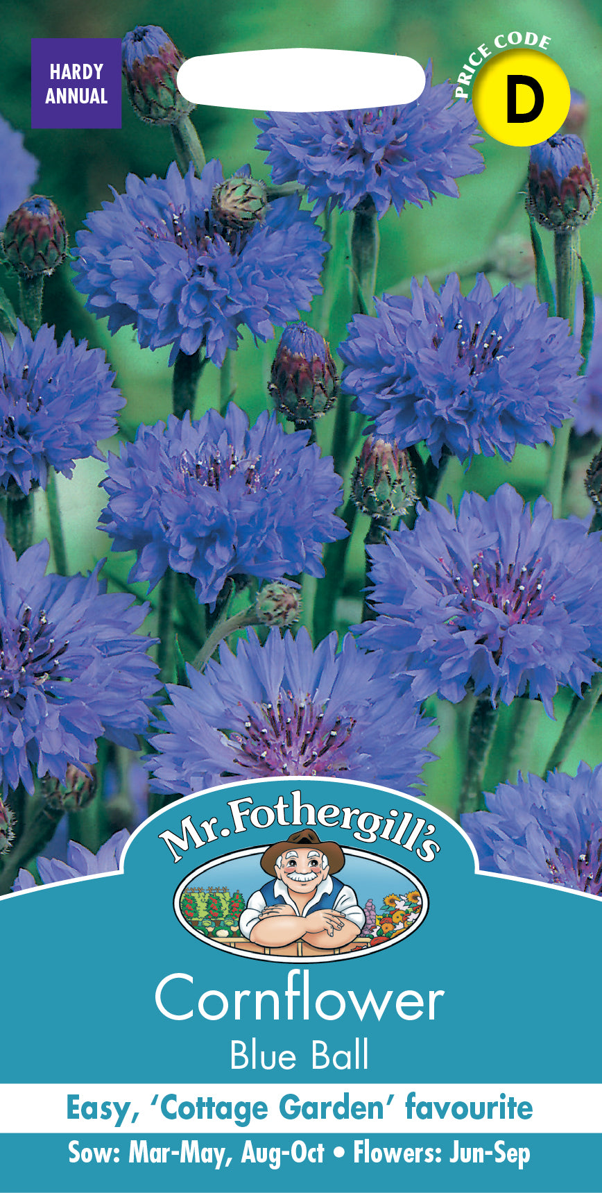 Mr Fothergill's Flower Seeds Cornflower Blue Ball - 250 Seeds