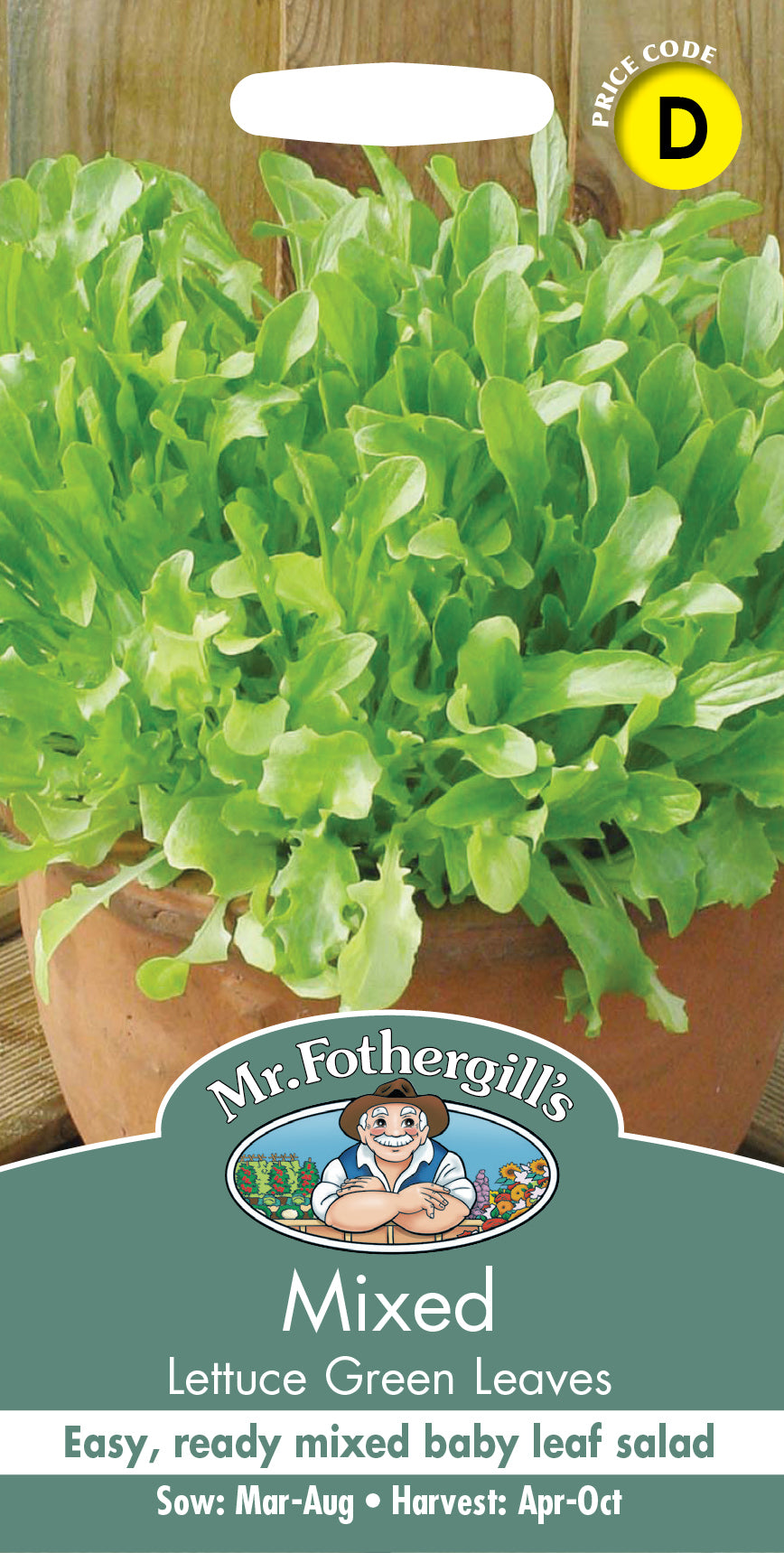 Mr Fothergill's Salad Seeds Mixed Lettuce Green Leaves - 1000 Seeds