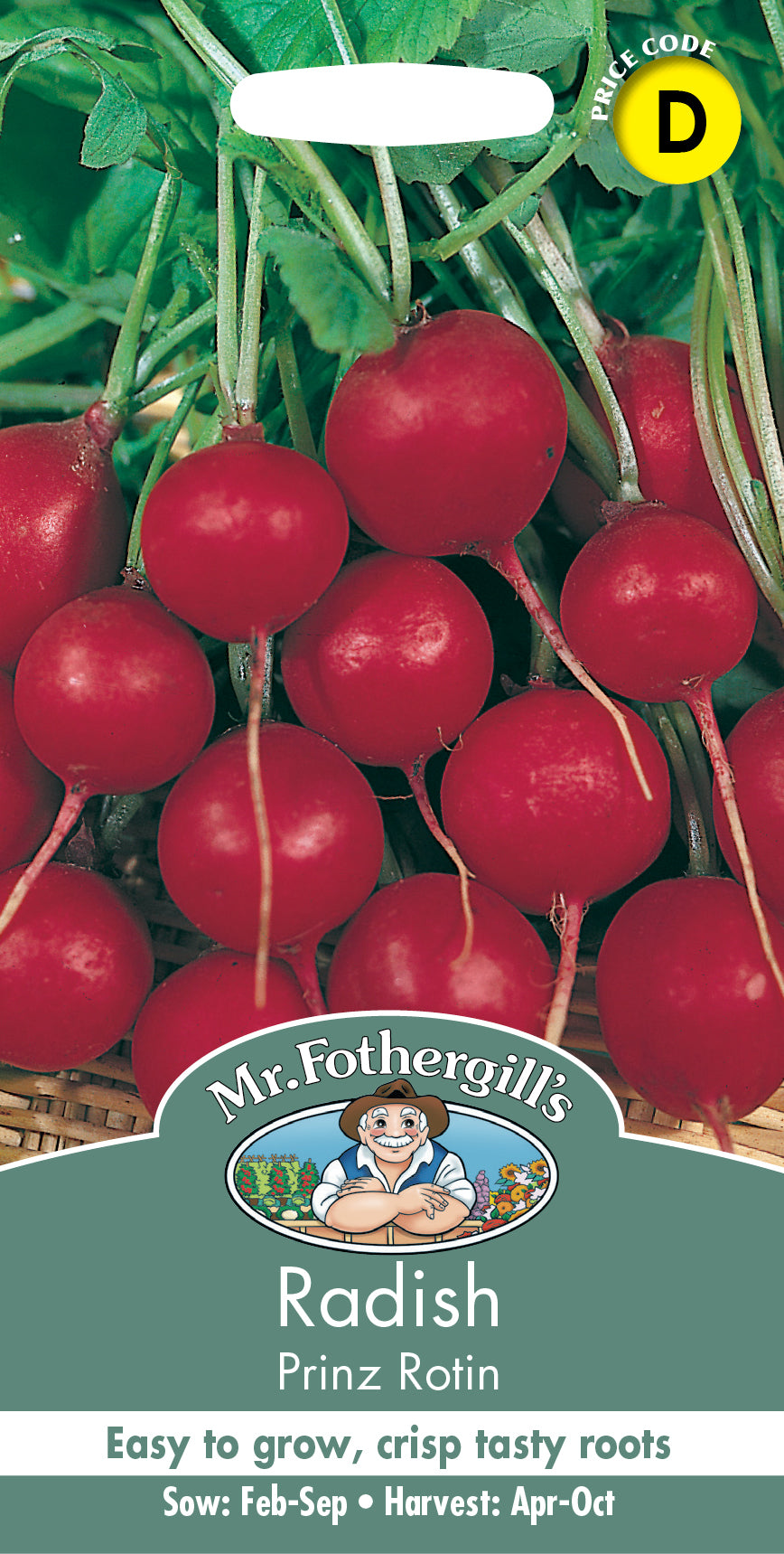 Mr Fothergill's Salad Seeds Radish Prinz Rotin - 500 Seeds