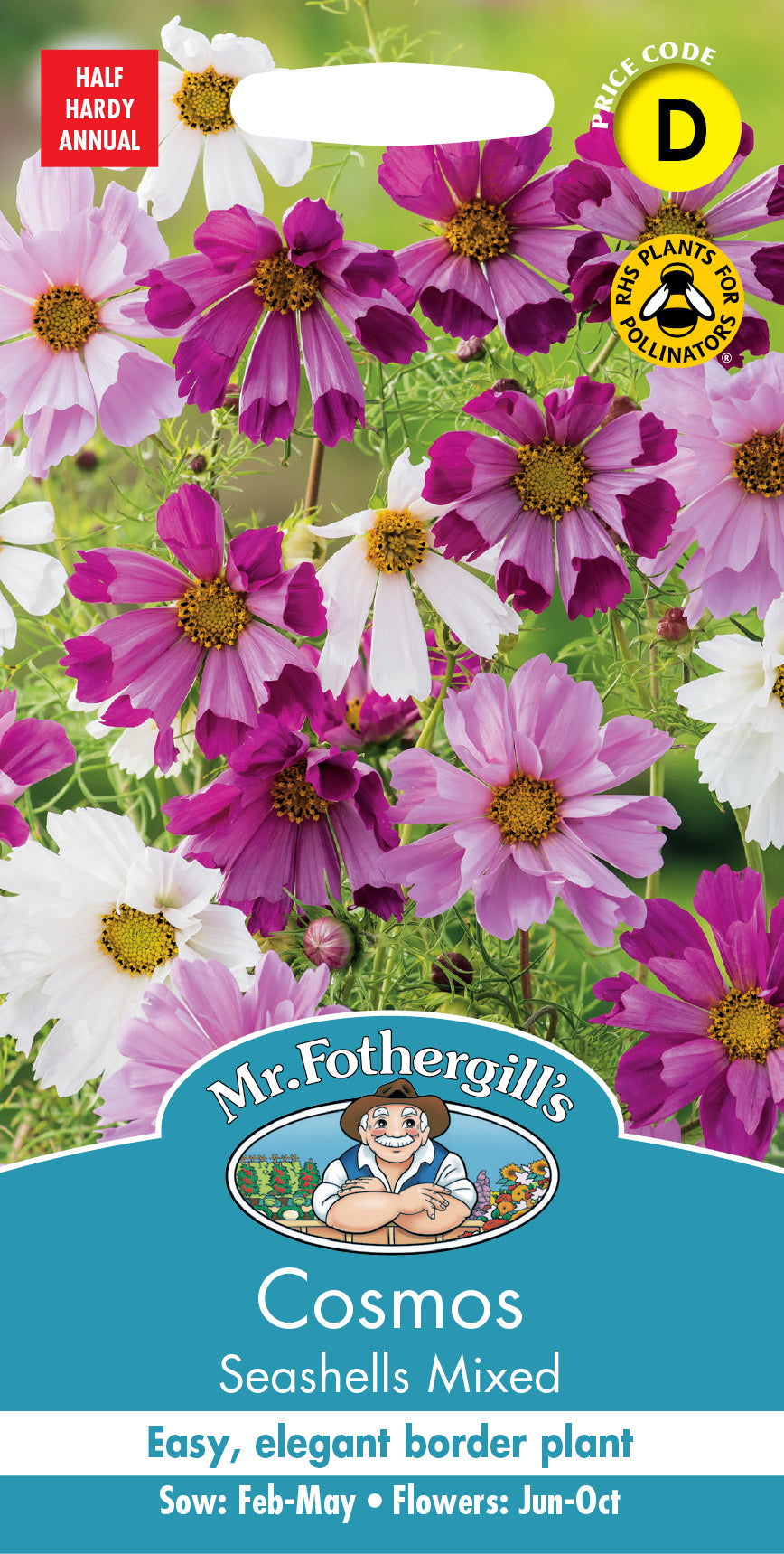 Mr Fothergill's Flower Seeds Cosmos Seashells Mixed -  60 Seeds