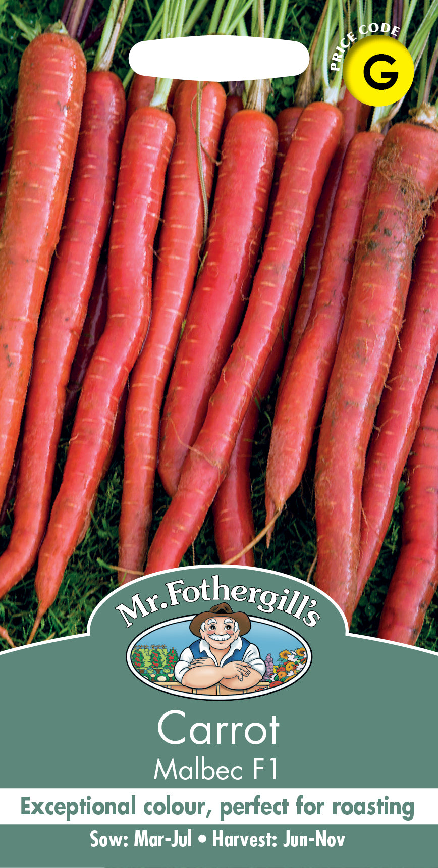 Mr Fothergill's Vegetable Seeds Carrot Malbec F1 Red - 350 Seeds