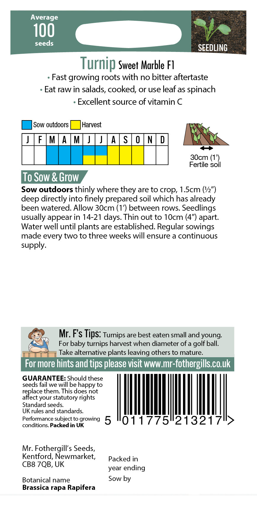Mr Fothergill's TURNIP Sweet Marble F1