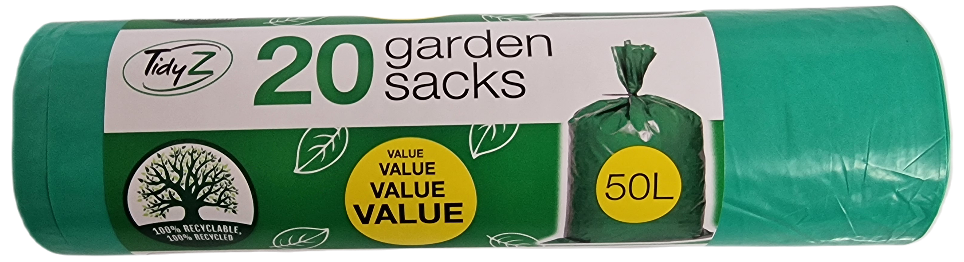 Tidyz Industrial Garden Sacks - Approximately 50L Capacity - Roll of 20