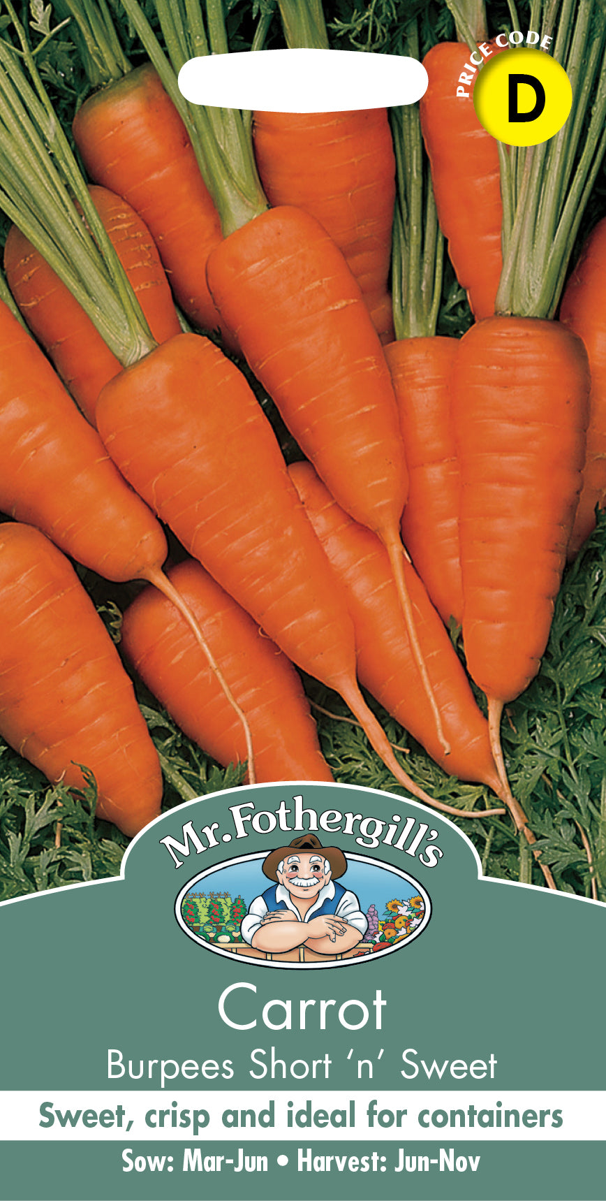 Mr Fothergill's Vegetable Seeds Carrot Burpees Short 'n 'Sweet - 1,000 Seeds