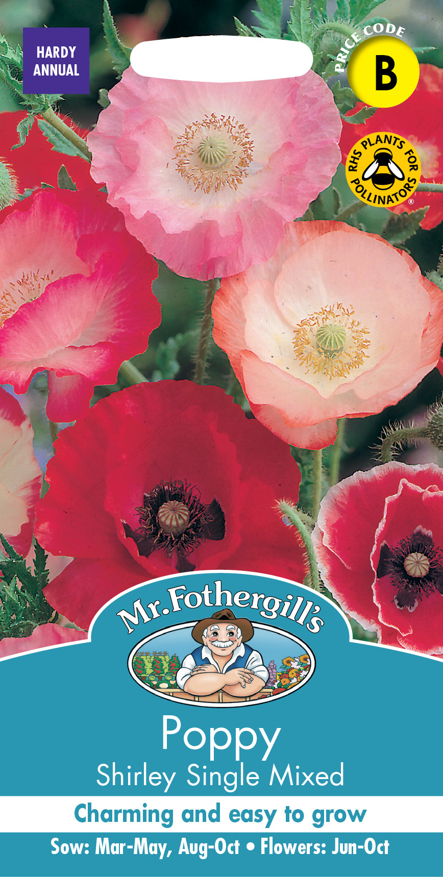 Mr Fothergill's Flower Seeds Poppy Shirley Single Mixed - 1500 Seeds