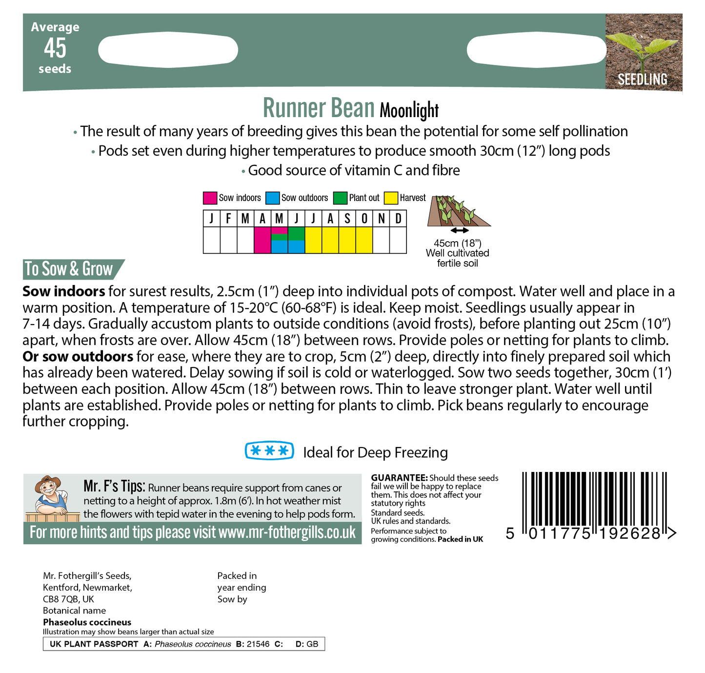 Mr Fothergill's RUNNER BEAN Moonlight