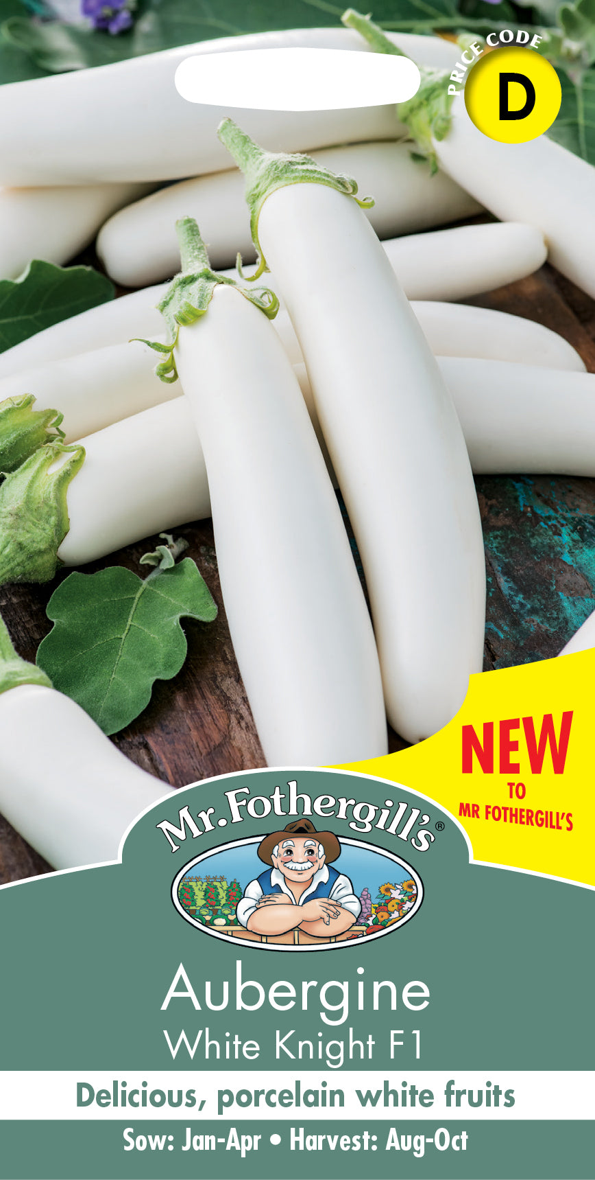 Mr Fothergill's Vegetable Seeds Aubergine White Knight F1 - 10 Seeds