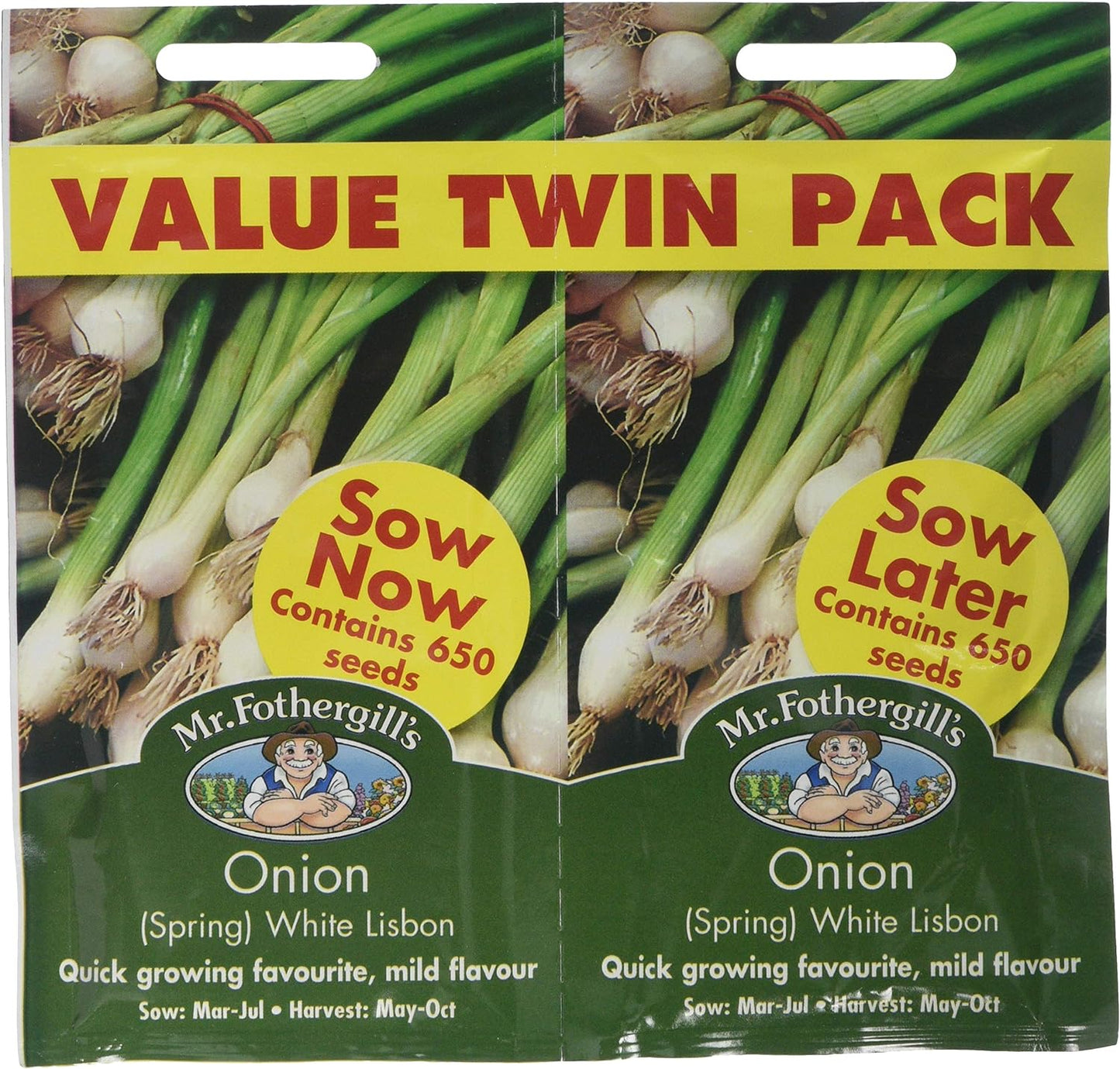 Mr Fothergill's Vegetable Seeds Onion Spring White Lisbon Bumper Pack - 1,300 Seeds