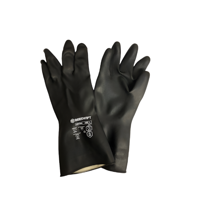 Beeswift Natural Latex Gloves Black (Large)