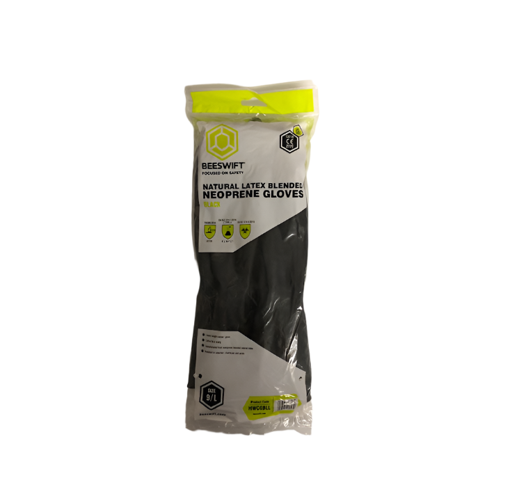 Beeswift Natural Latex Gloves Black (Large)