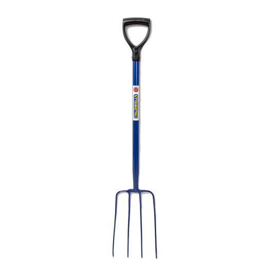 Caldwells Muck Fork PYD Handle Tubular Steel - 4 Prong Blue