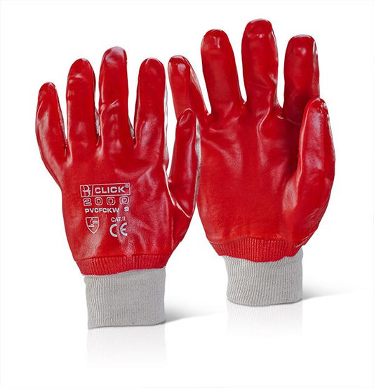 PVC Fully Coated Knitwrist Red Gloves