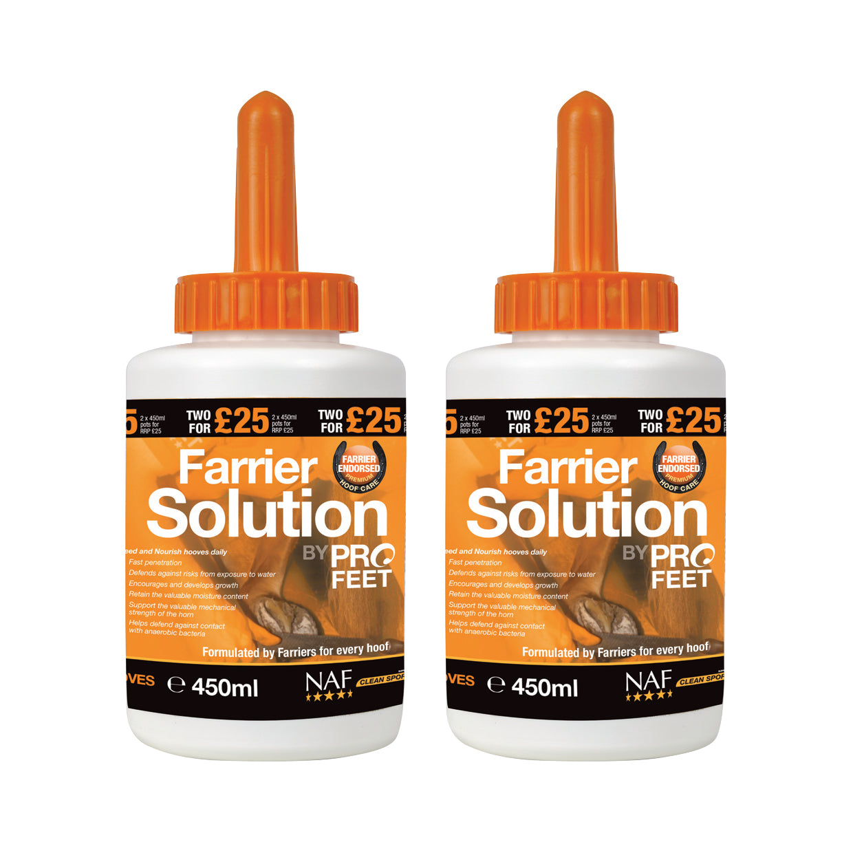 NAF PROFEET Farrier Hoof Solution 450ml TWIN PACK PROMOTION £25!