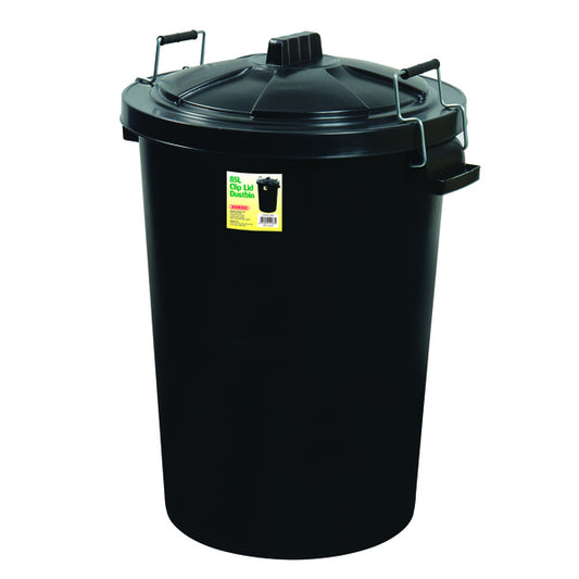 Proplas Clip Lid Dustbin 90L Black