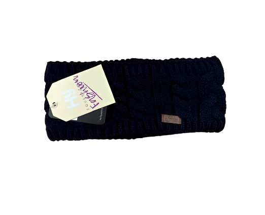 HyFASHION Meribel Cable Knit Headband Navy 24"