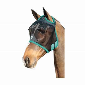 Hy Equestrian Mesh Half Fly Mask Without Ears - Black & Teal