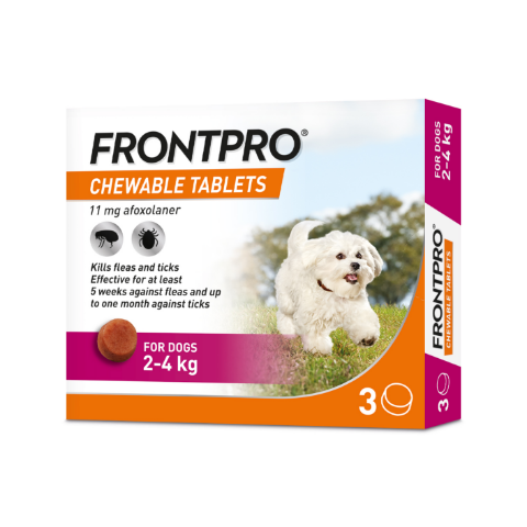 FRONTPRO® Advanced, easy to give flea and tick protection in a chewable tablet.