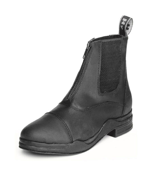 Hy Equestrian Adult Wax Leather Zip Boot Black Sizes UK 3 To 9 (European 36 To 43)