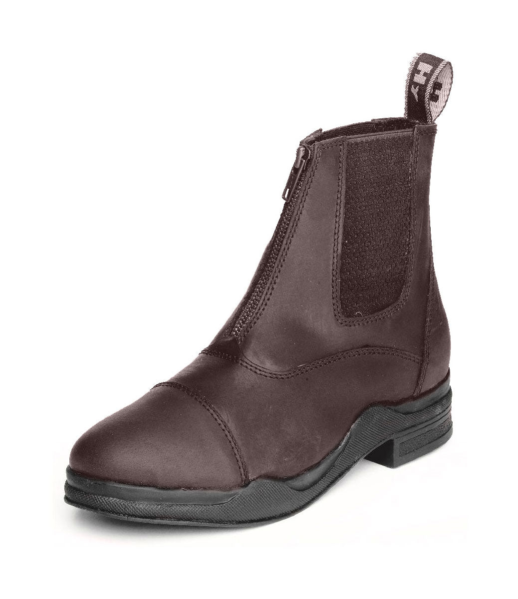Hy Equestrian Adult Wax Leather Zip Boot Brown Sizes UK 3 To 9 (European 36 To 43)