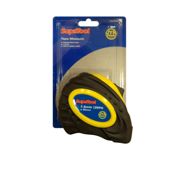 SupaTool Rubber Tape Measure (7.5m x 25ft)