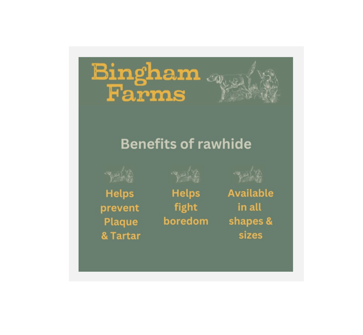 Bingham Farms Rawhide Munchy Sticks - Natural (100 x 12cm)