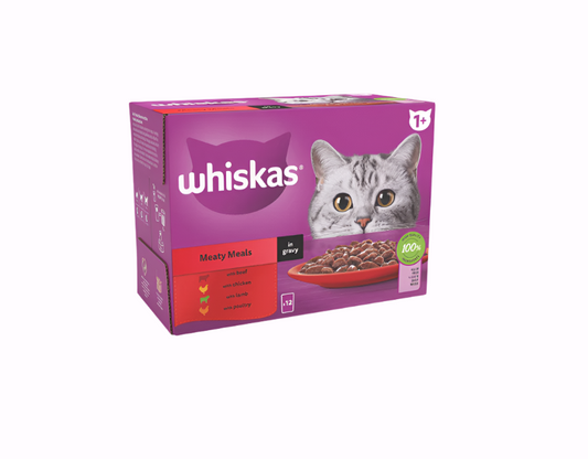 Pedigree Whiskas 1yr+ Meat Chunks In Gravy 85g pouch (x 12)