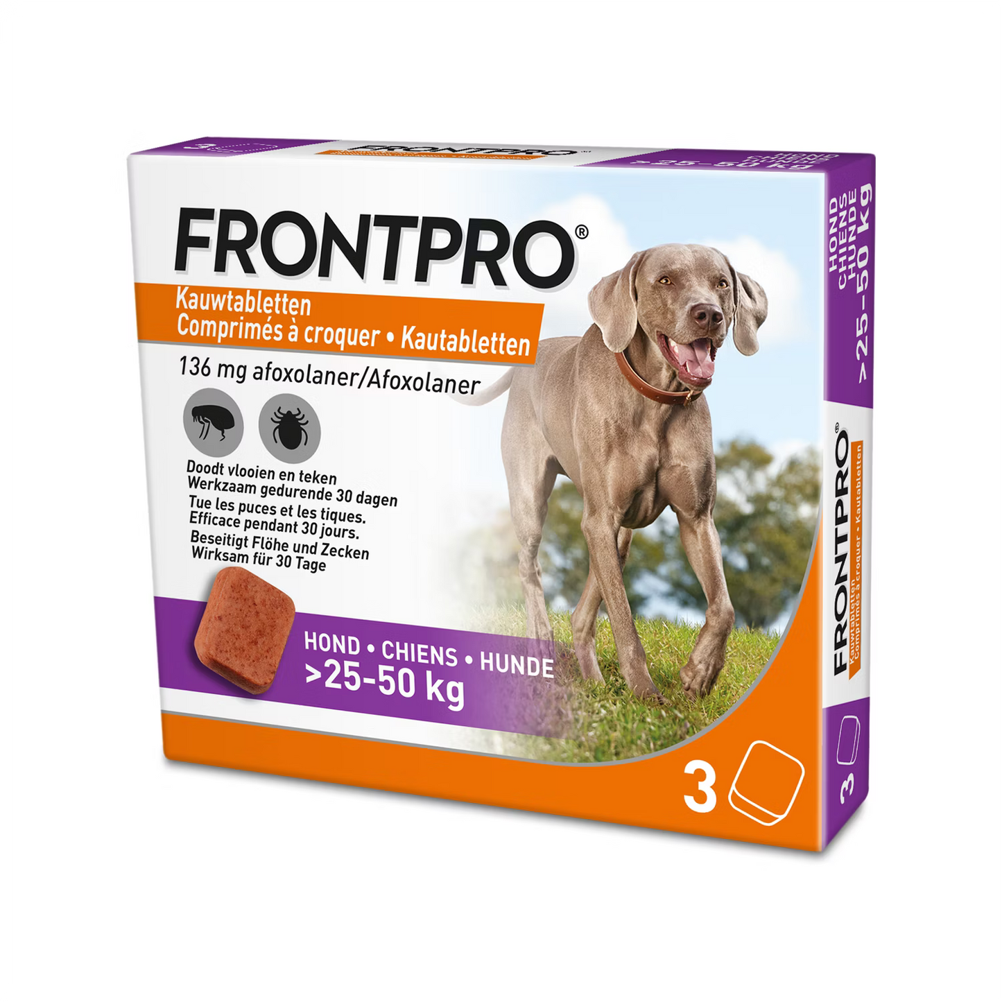 FRONTPRO® Advanced, easy to give flea and tick protection in a chewable tablet.