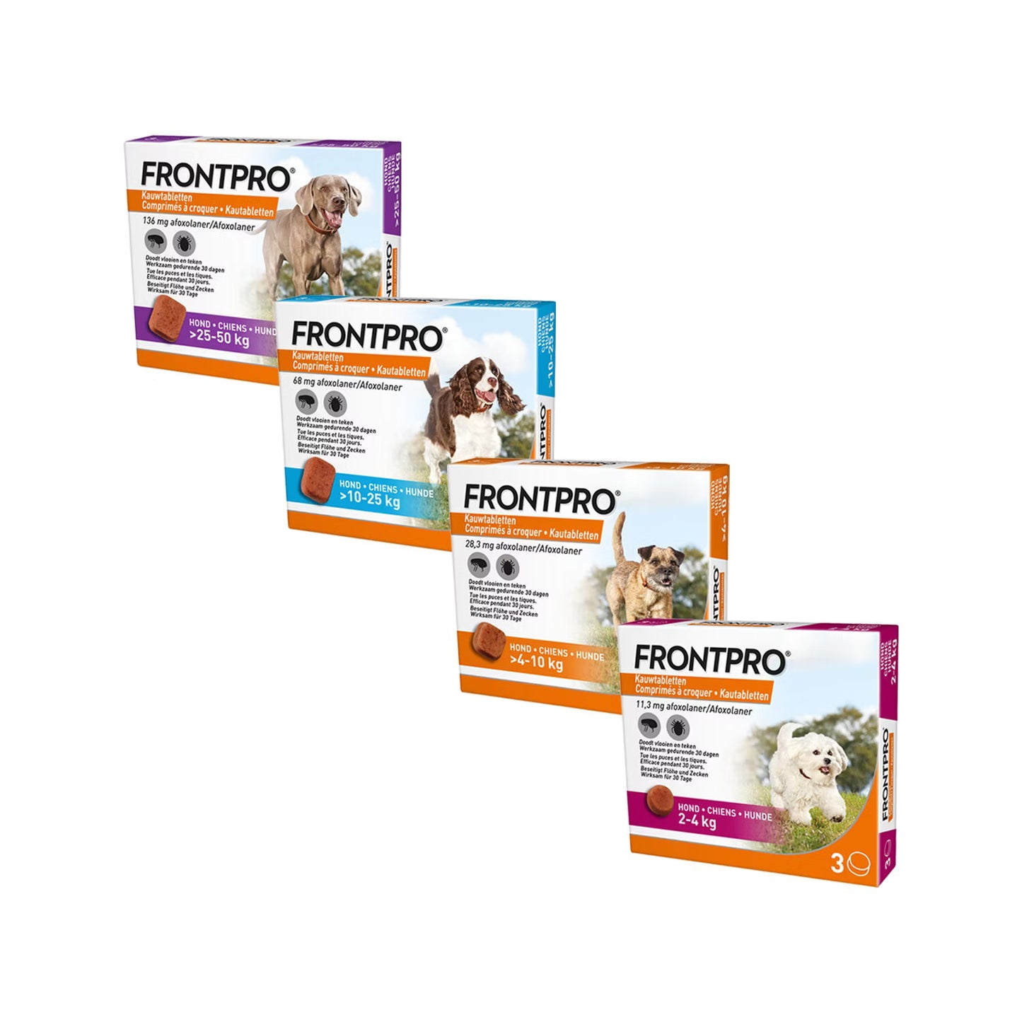 FRONTPRO® Advanced, easy to give flea and tick protection in a chewable tablet.
