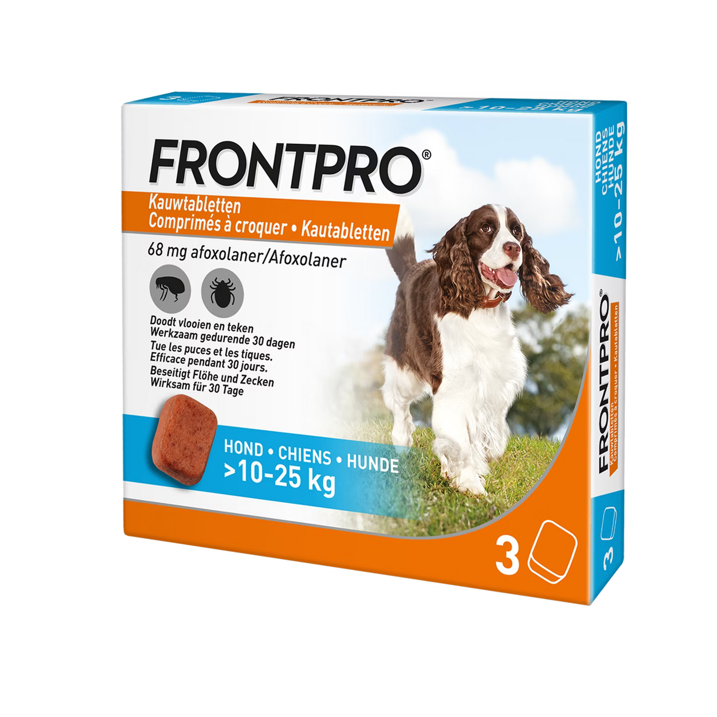 FRONTPRO® Advanced, easy to give flea and tick protection in a chewable tablet.